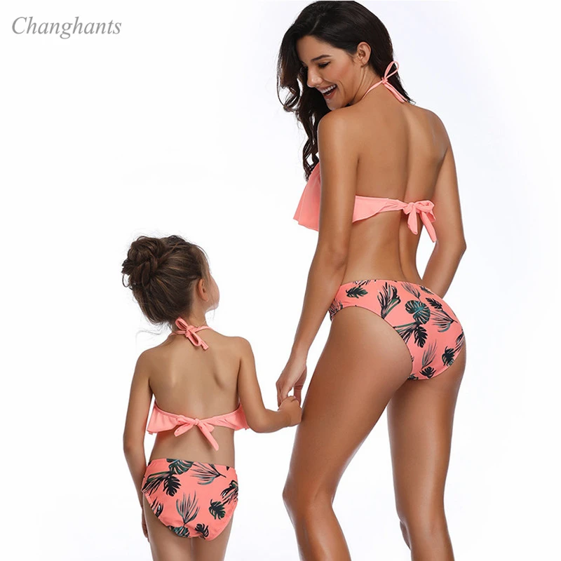2020 новая модель Детский комплект бикини для родителей и детей синий из двух