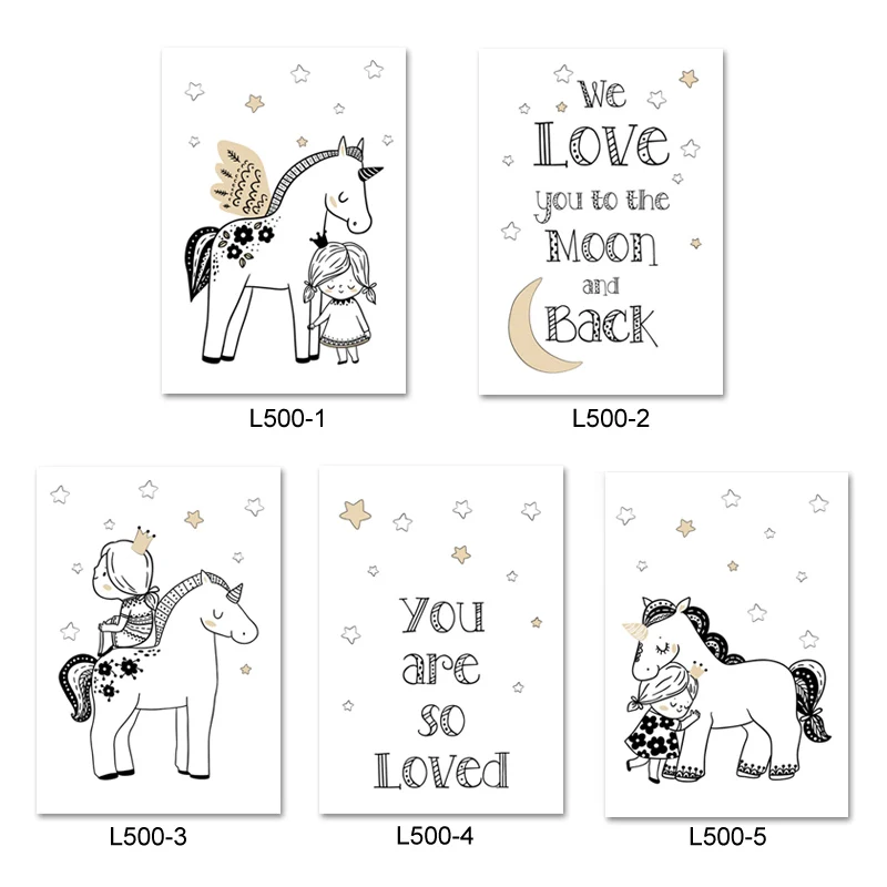 Декор для детской комнаты с единорогом Love You To The Moon and Back Скандинавская галерея