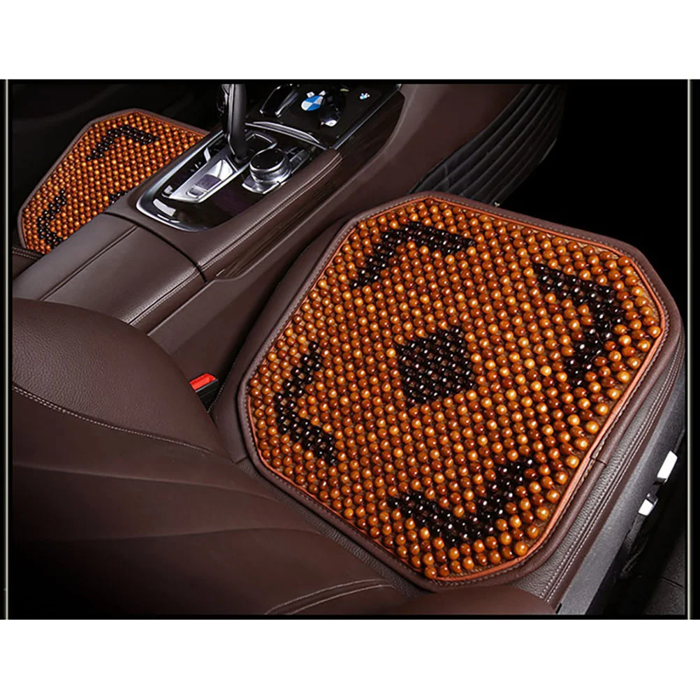 Wooden Beaded Summer Breathable Seat Cover Anti-slip Car Interior Chair Pad Cushion (Yellow) | Automobiles Covers