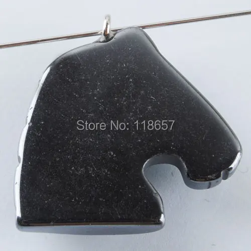 Натуральный черный гематит драгоценного камня Horse бисера кулон Jewelry 1 шт.