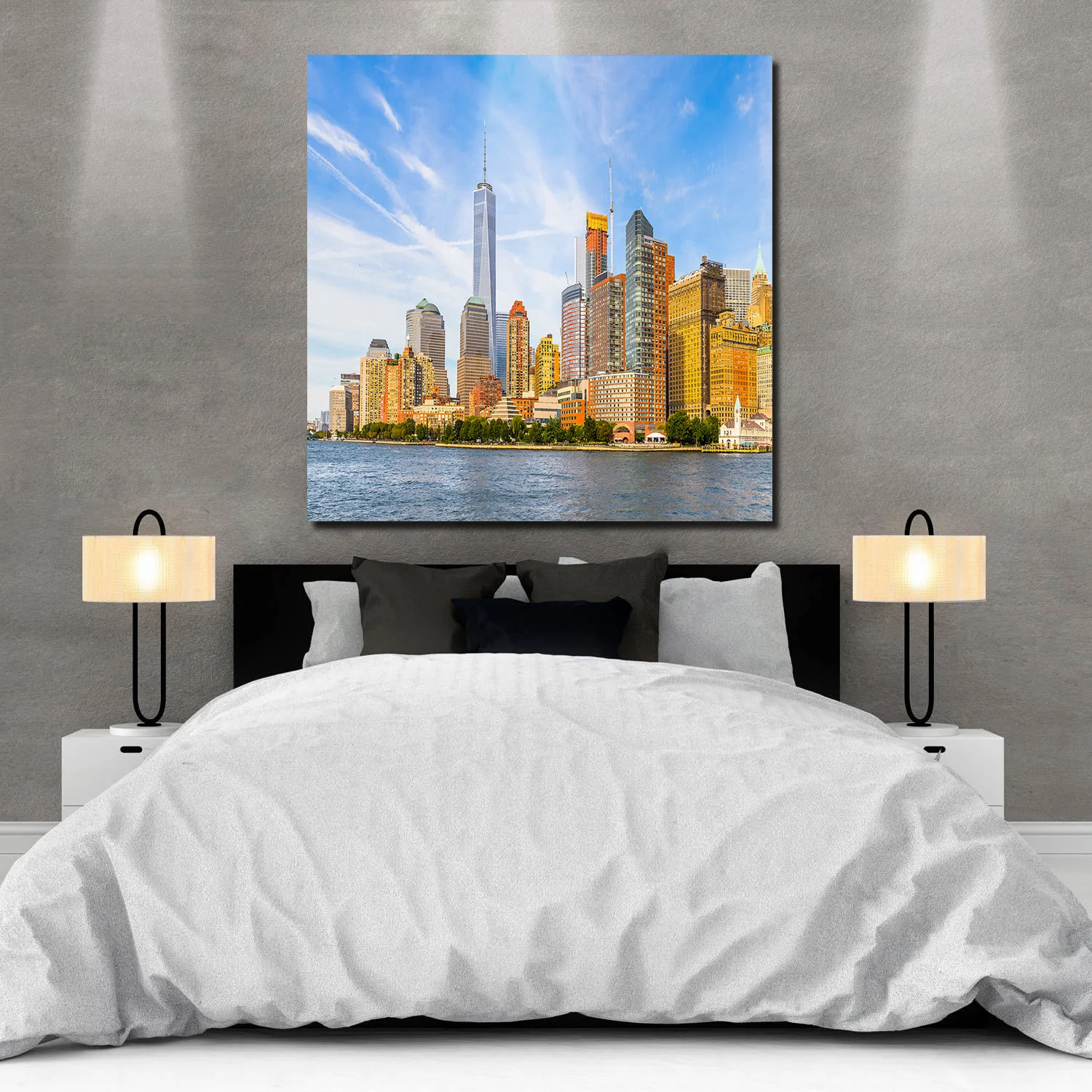ArtStore Sky And City Oil Painting Set Gallery Wrap Unstretched Hd Prints Children Wall Art Bedroom Artwork Quotes Hotel | Дом и сад