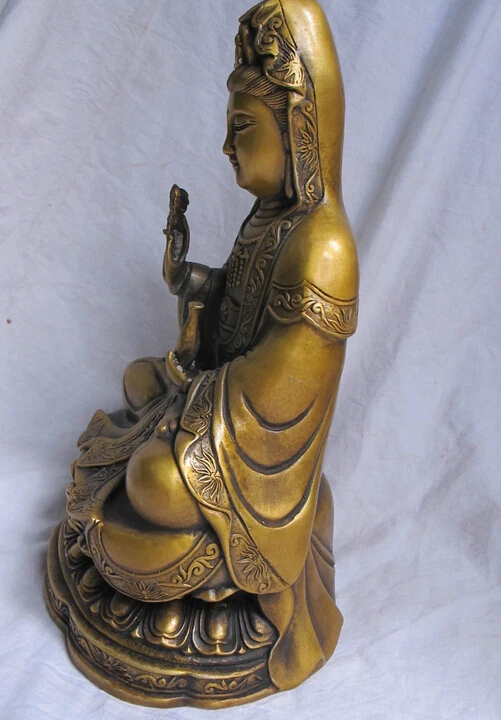 12&quotTibetan Bronze bodhisattva Beautiful Mother Buddha kwan yin Statue guanyin | Дом и сад