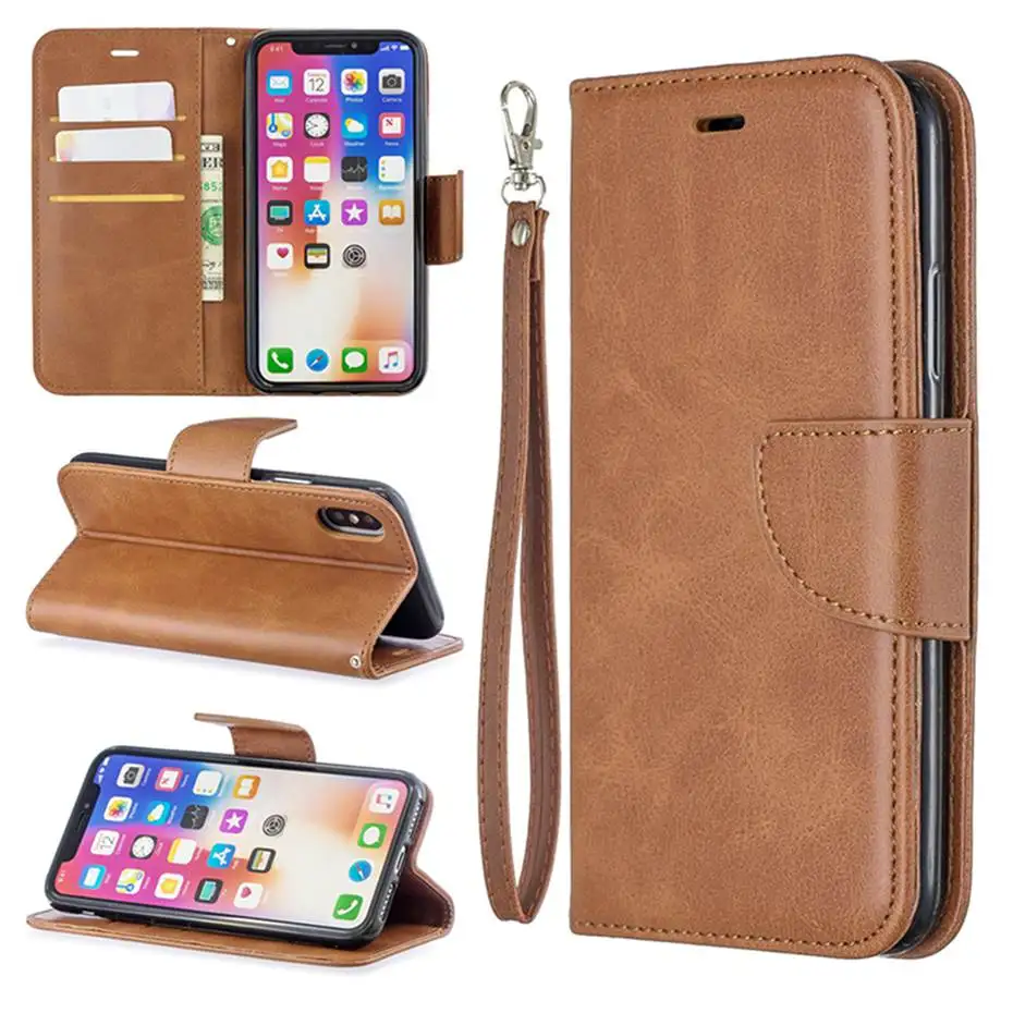 Роскошный флип-кейс из искусственной кожи для iPhone 5 6 5S 6S 7 8 Plus чехол-кошелек X XR XS Max