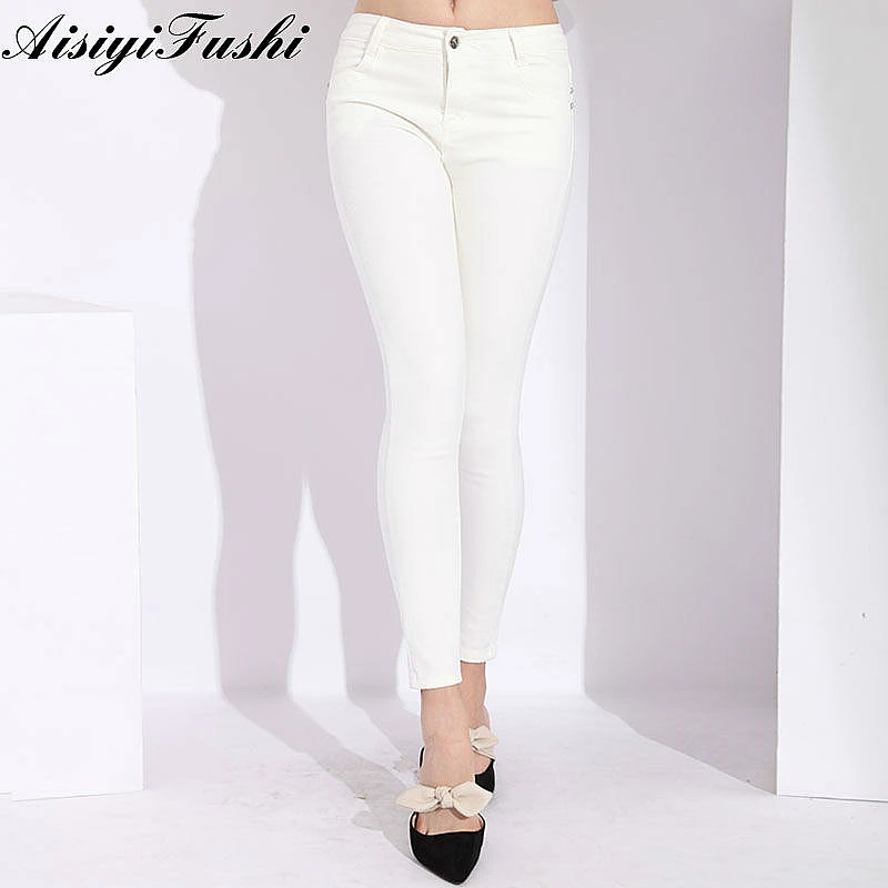 Capris Jeans With High Waist Harem Pants Women Leggings White For Elastic Pencil 6Xl Plus Size Denmi Overalls | Женская одежда