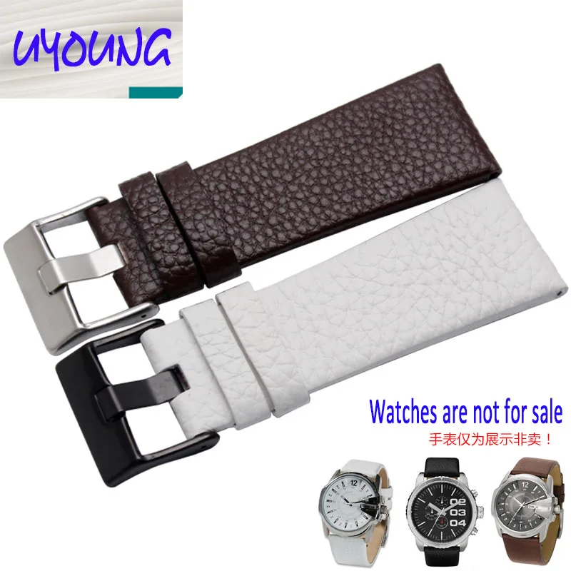 Uyang Hight Quality Genuine Leather Watchband Adapter Diesel DZ1399 DZ4280 DZ4290 24mm 26mm 28mm Watch Strap Black Brown for Men