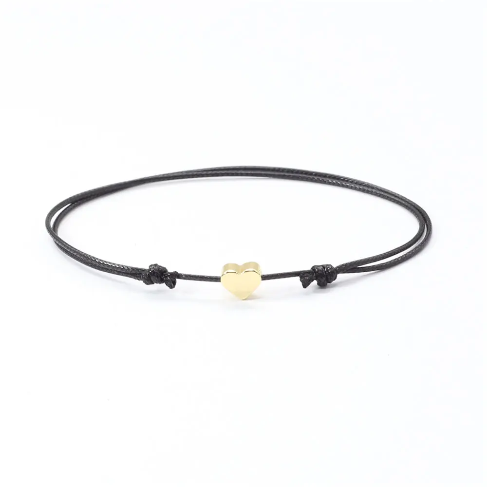 Романтичный женский браслет с милым сердечком веревочка сердце золотистого