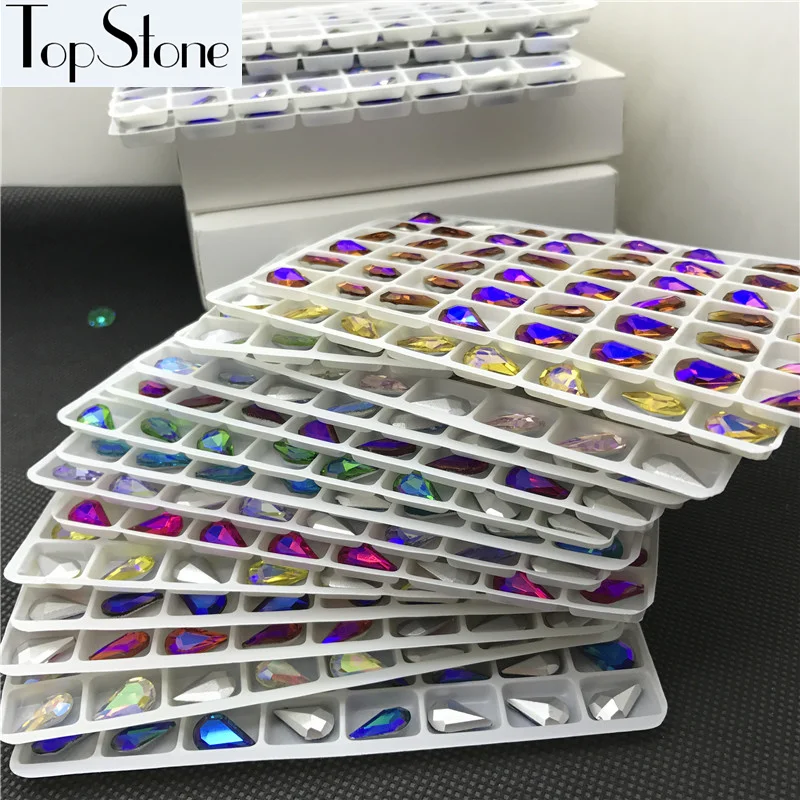 TopStone Drop Crystal Colors AB 6x10 мм 8x13 стеклянный кристалл в форме слезы модные камни с острым