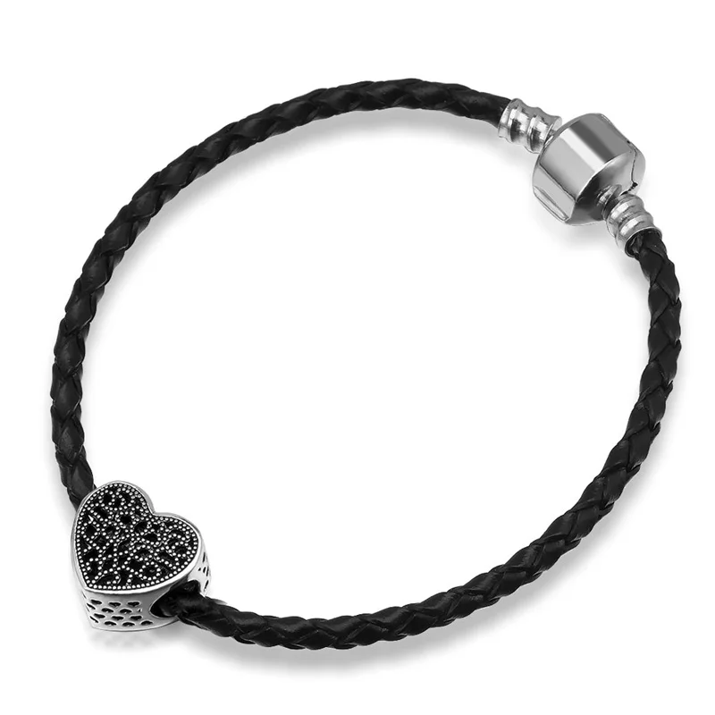 Black Heart Shape Beads fit DIY Original Bracelet Big Hole Vintage Charms European for Jewelry Making | Украшения и аксессуары