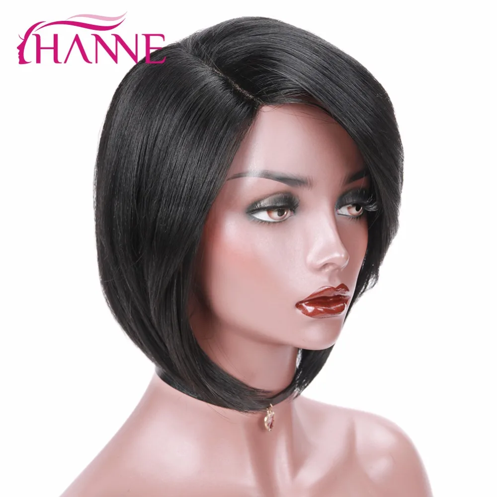 Парики для женщин HANNE Bob черные короткие парики прямые из натуральных