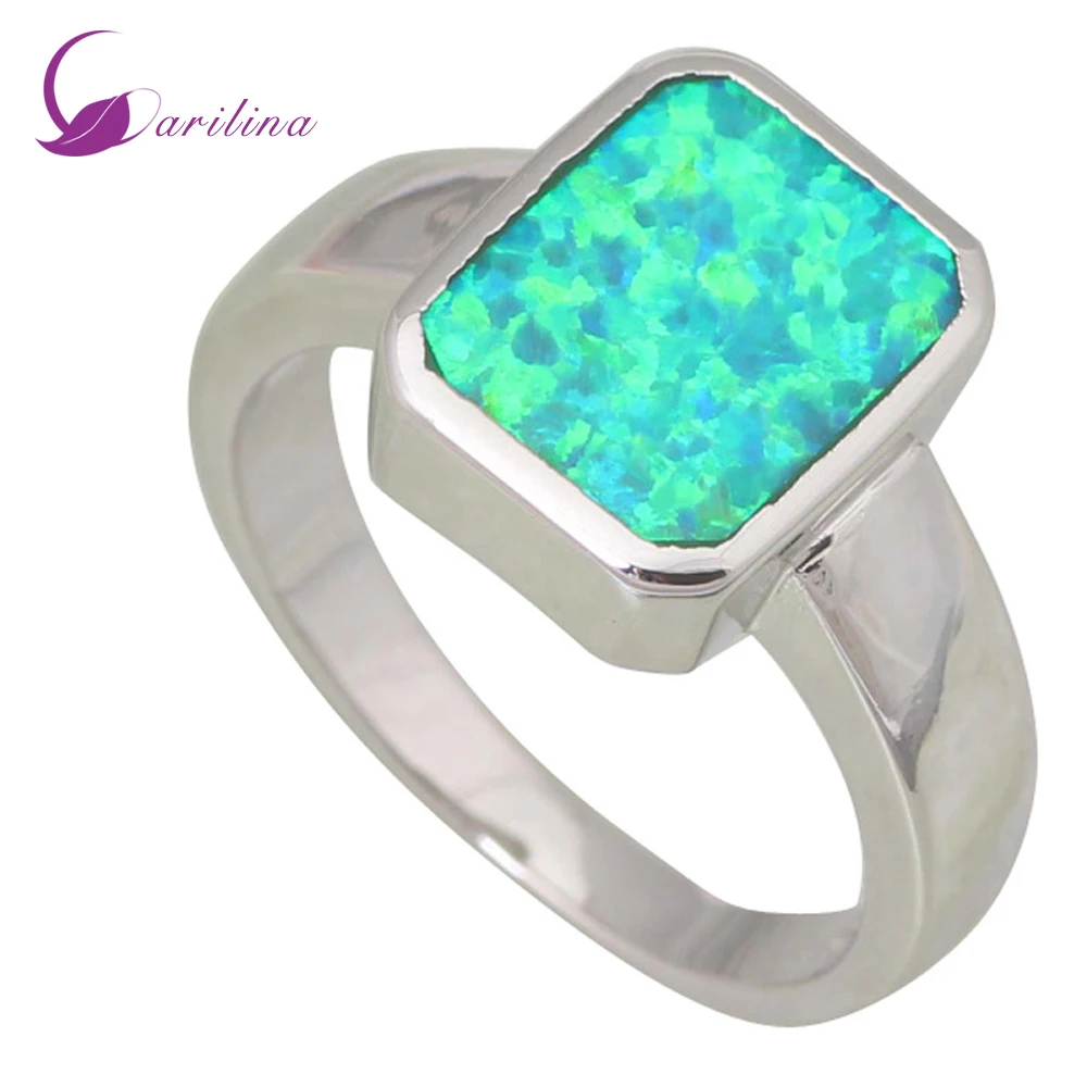 Женские кольца зеленый огненный опал кольцо Серебряный цвет Подарочное Размер 5 6