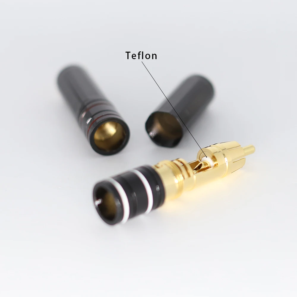 4Pcs High Quality Gold Plated RCA Plug Lock Collect Solder A/V Connector HIFI Connector