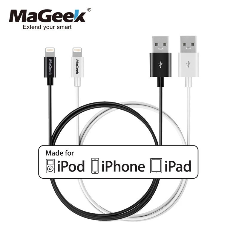 

MaGeek [2 шт.] 1 м/3,3 фута, мобильный телефон кабели MFi, сертифицированный Lightning к USB кабель для iPhone Xs Max X 8 7 6 iPad mini iOS 10 11 12