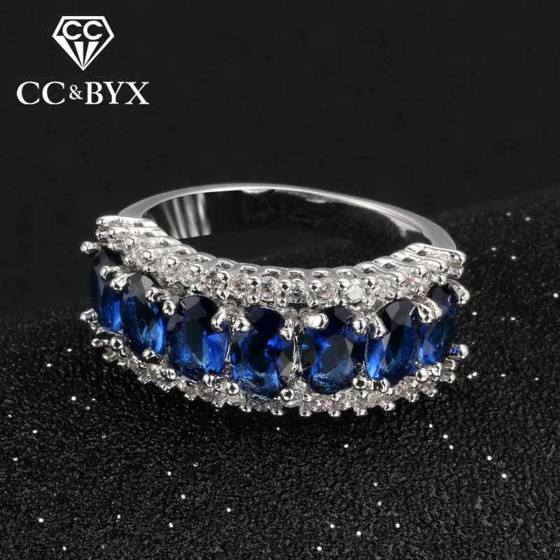 CC Ювелирные изделия Модные ювелирные кольца для женщин Cincin Wanita голубой камень
