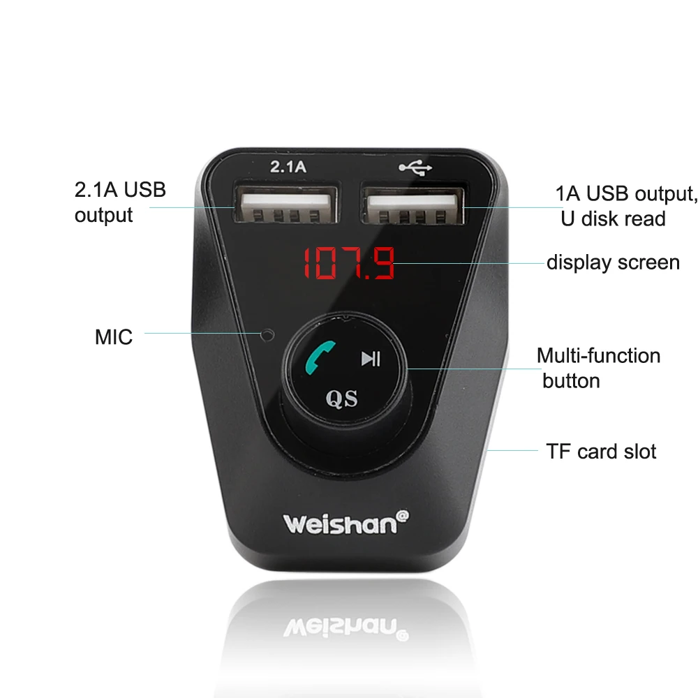 Weishan Hands Free беспроводной Bluetooth fm-передатчик TF AUX модулятор Автомобильный комплект