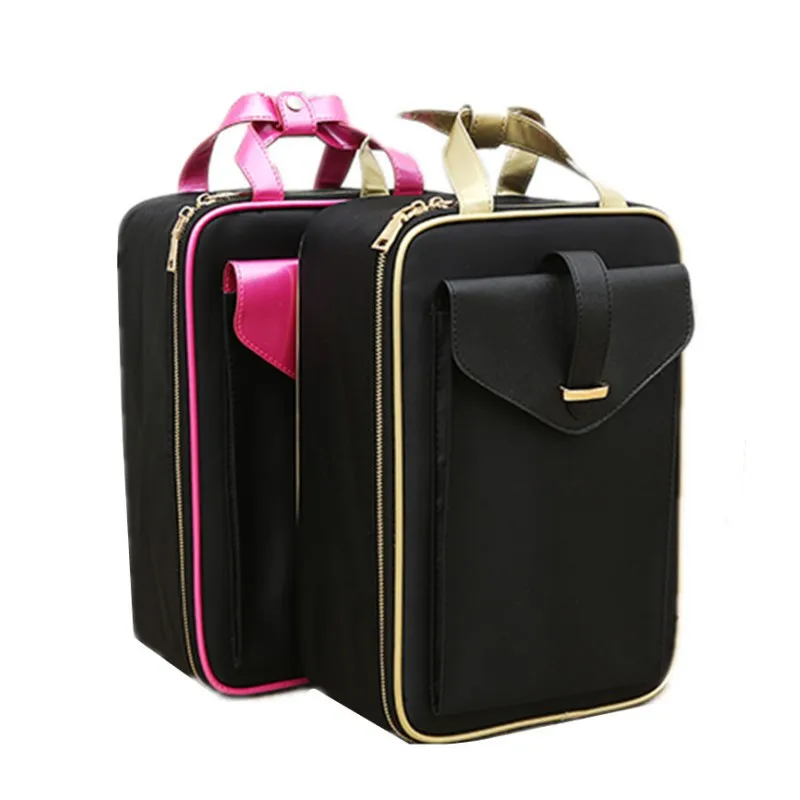 

GQIYIBBEI 2019 Professional Cosmetic Bag Organizer Women Travel Organizer Make Up Cases Big Capacity Cosmetics Suitcases For