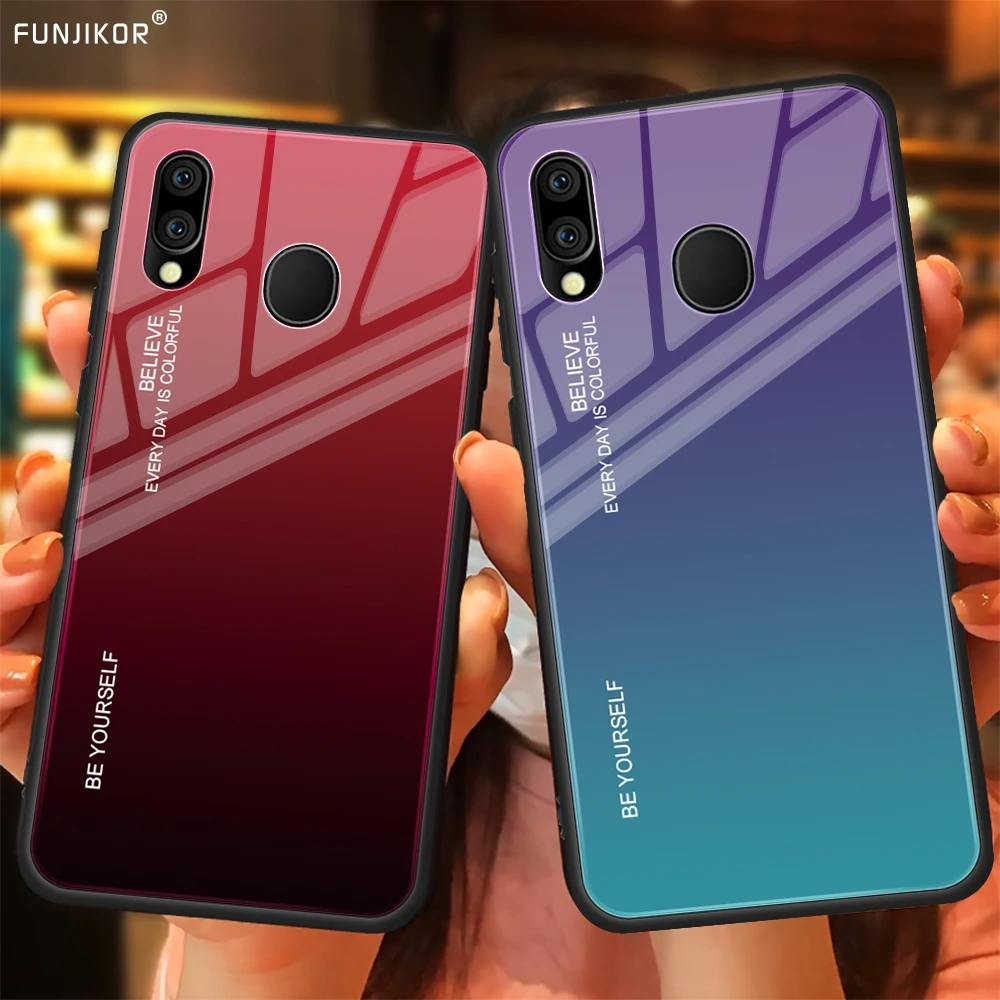 Роскошный градиентный чехол из закаленного стекла для Samsung Galaxy M20 SM M205F/DS M 20 M205FN