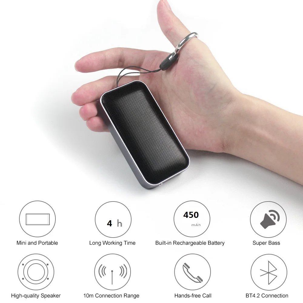 BT207 мини металлический карман Bluetooth Беспроводной Динамик Портативный Открытый