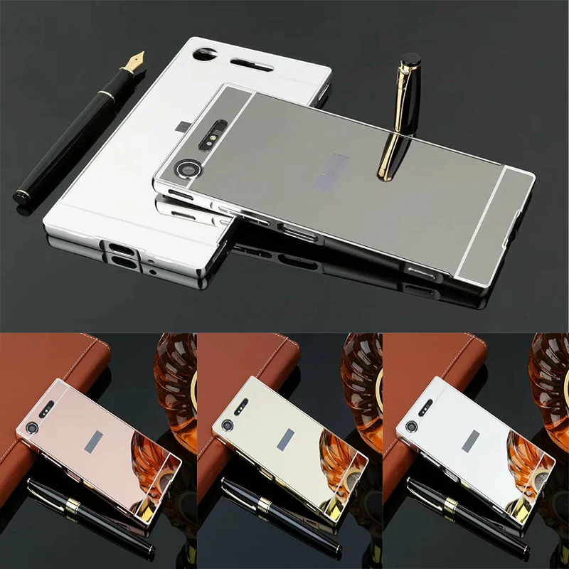 Роскошные зеркальные Чехлы цвета розового золота для Sony Xperia XZ1 алюминиевая рамка