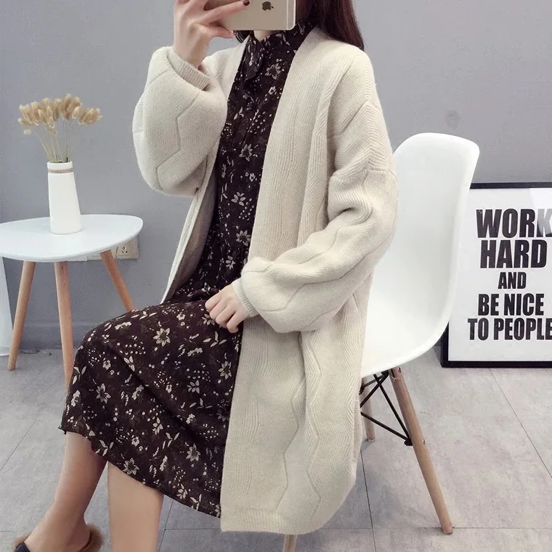 Knit Cardigan Sweater coat Women 2018 New Autumn winter Thick Warm Cashmere Loose large size Female Long LF699 |