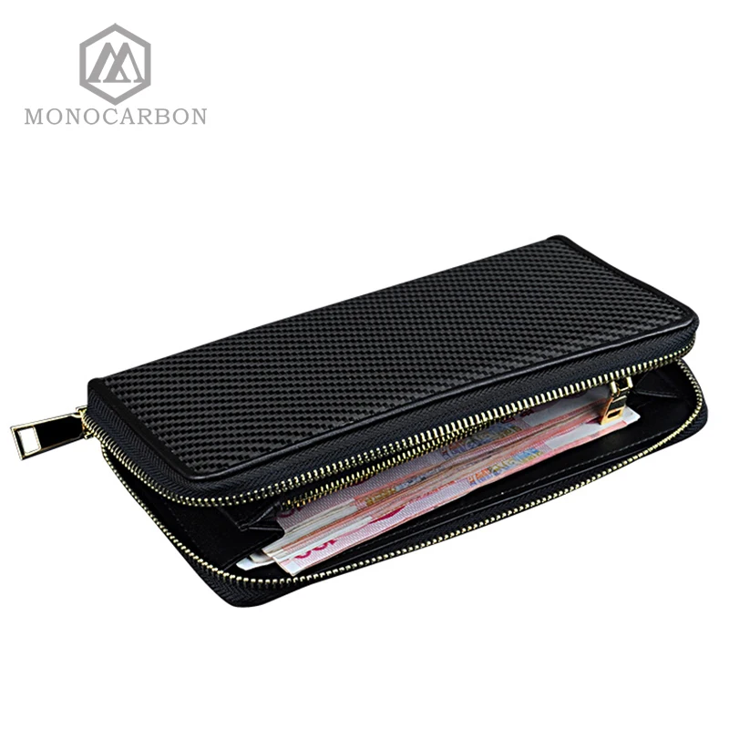 Мужской бумажник из углеродного волокна MONOCARBON модный роскошный натуральной кожи