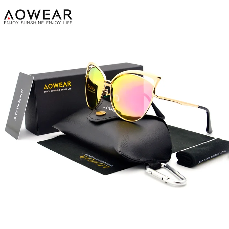 Женские солнцезащитные очки кошачий глаз AOWEAR поляризационные винтажные