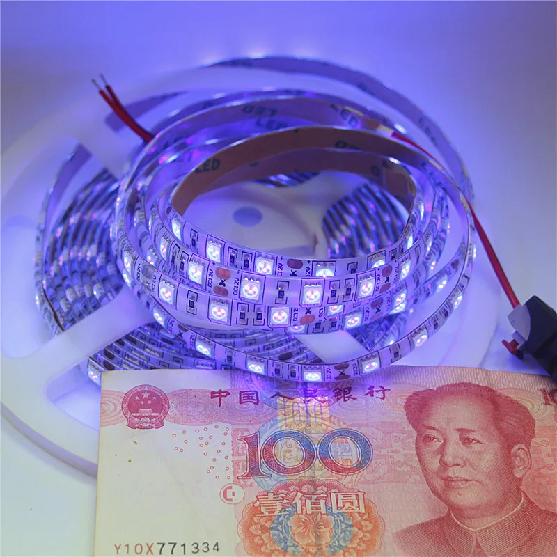 1 м 2 3 4 5 DC12V УФ светодиодная полоса 5050 SMD 60 светодиодов/м Белый/Черный PCB черный свет