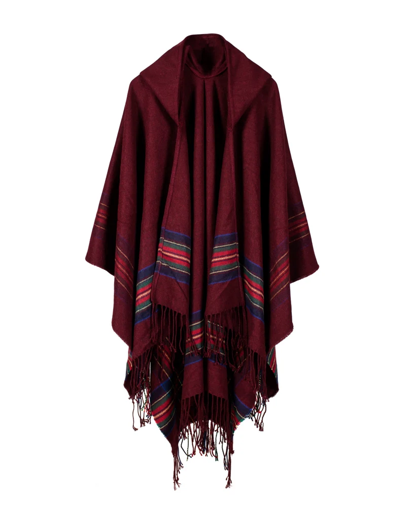 Женское Вязаное пончо с капюшоном длинный кашемировый кардиган большого размера