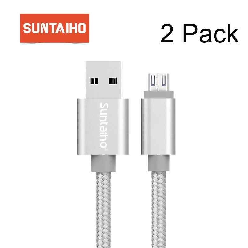 2 упаковки кабель Micro USB Suntaiho для быстрой зарядки Samsung s7 нейлоновый передачи данных