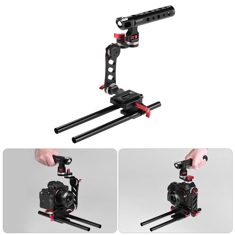 Andoer C-Форма видео Камера клетка кронштейн со штангой 15 мм Quick Release Plate для цифровых зеркальных камер Canon и Nikon Камера для sony