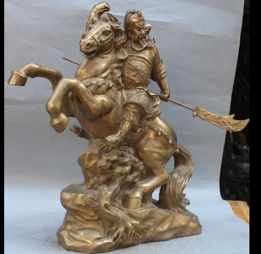 Zhmui88006552 &lt+ + 22 &quotКитайский латунный Guan Gong Yu воин Бог Дракон езда лошадь держать