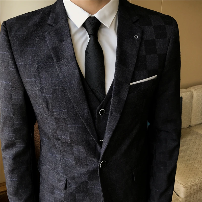 Мужской повседневный блейзер в клетку с длинным рукавом Размеры M 3XL|suit jacket men|blazer