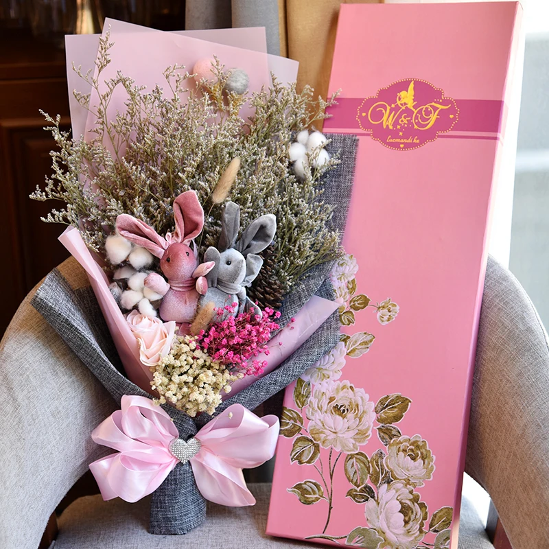 Чучело Кролик Кукла мультфильм букет Коробка Букет de Mariage Рождество День святого Валентина подарки для девочек Подарки на день рождения