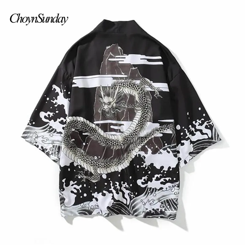 2018 летнее мужское кимоно японская одежда уличная повседневные куртки-кимоно