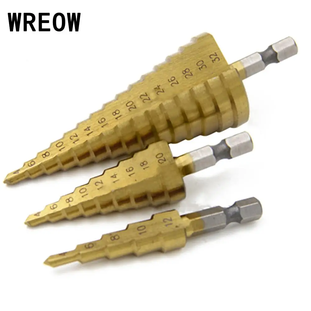 Новый 3 шт. шестигранный хвостовик HSS Пагода форма конуса Шаг сверло 4-12/20/32 мм шаг