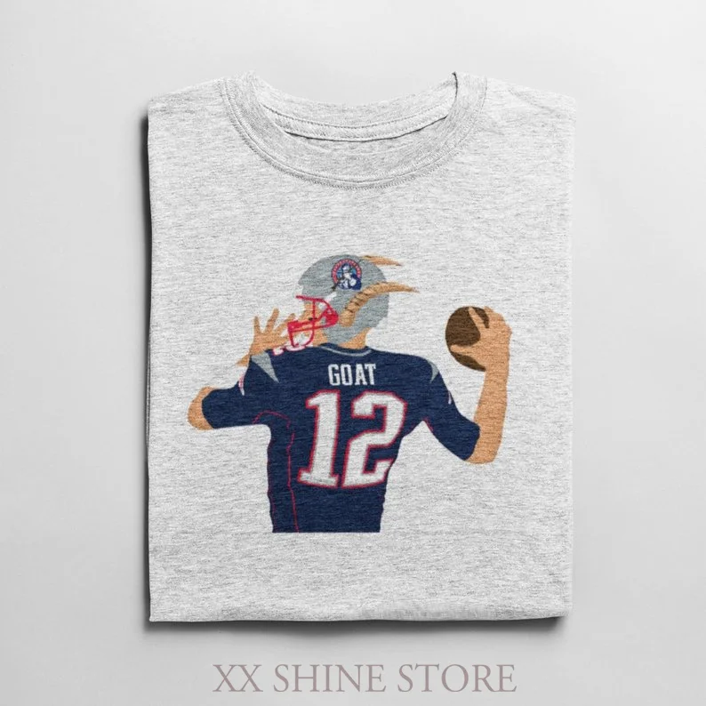 Футболка Tom Brady GOAT из 100% хлопка с забавным принтом Мужская футболка женские