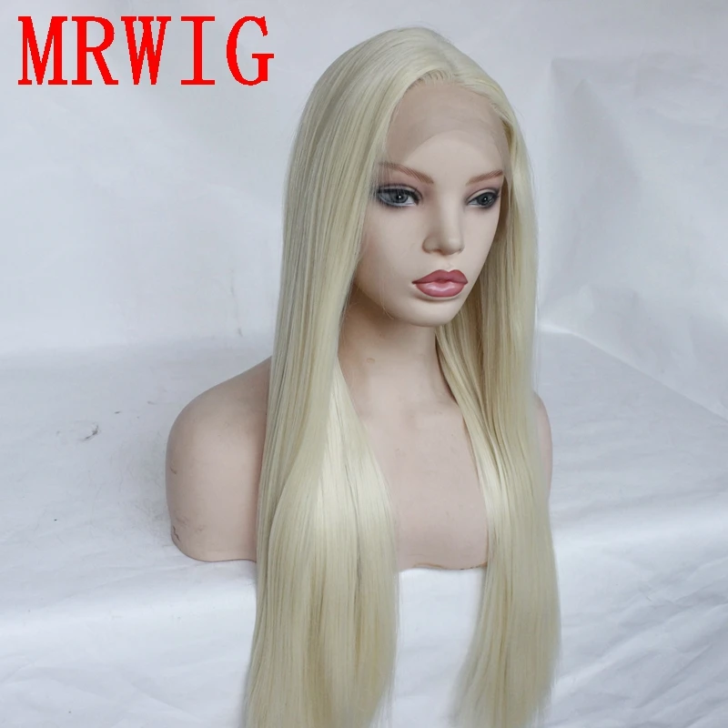 MRWIG 26in длинный прямой 60 см синтетический бесклеевой передний парик кружева