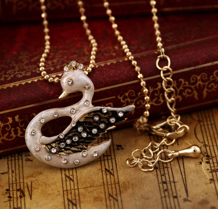 Женское Ожерелье-цепочка с белым лебедем BALANBIU Ювелирное Украшение золотого