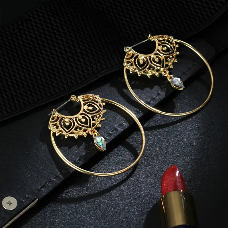 Женские круглые висячие серьги Bijoux золотого цвета с большими кругами и