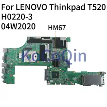 KoCoQin Laptop motherboard For LENOVO Thinkpad T520 Mainboard 04W2020 H0220-3 48.4KE34.011 HM67
