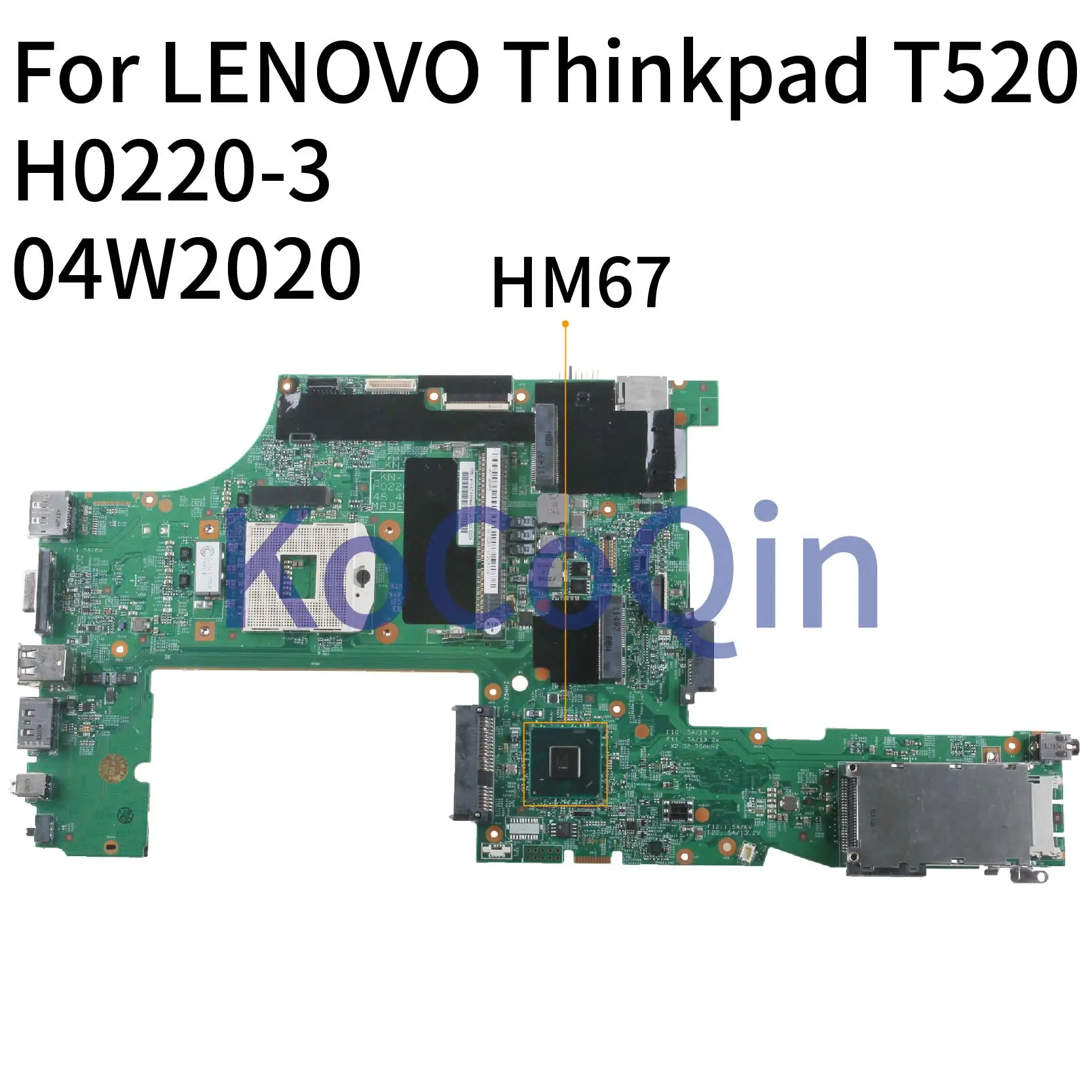 kocoqin- para lenovo thinkpad t520 04w2022 48.4ke34. 011 hm67 Placa-mãe para notebook