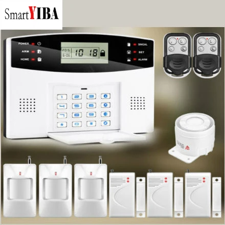 

SmartYIBA Metal Remote Control Voice Prompt Wireless door sensor Home Security GSM Alarm systems LCD Display SIM SMS Alarm Kit