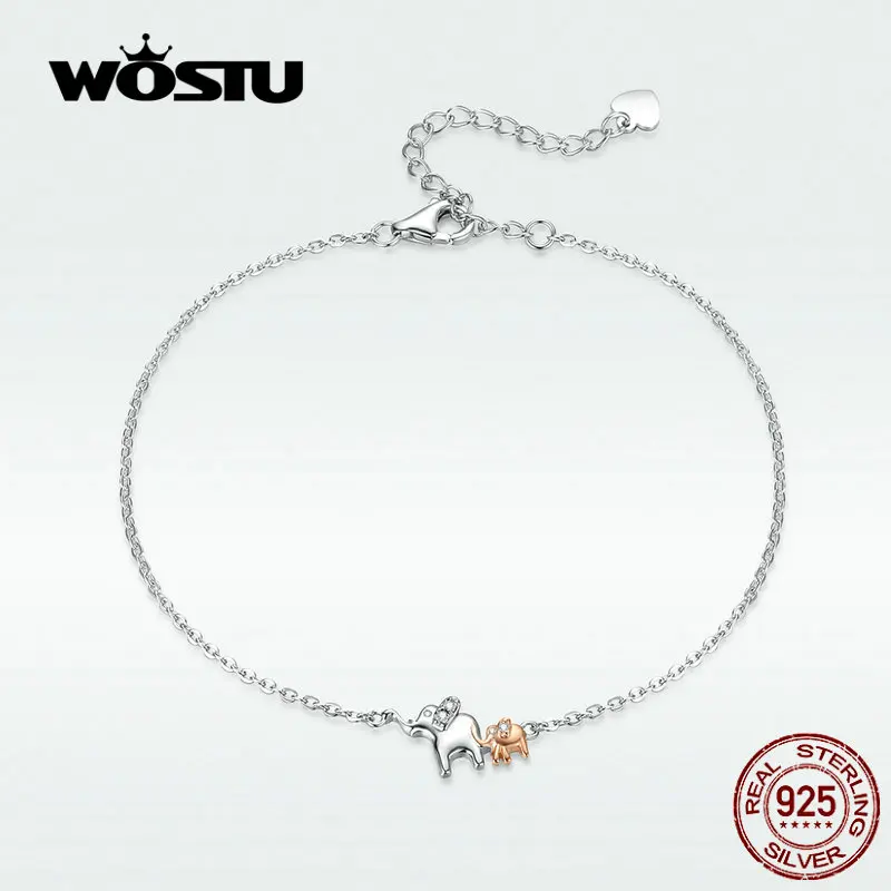 WOSTU 2020 New Elephant Family Bracelet 100% Real Sterling Silver Clever &amp Gentle Original DXB152 | Украшения и аксессуары