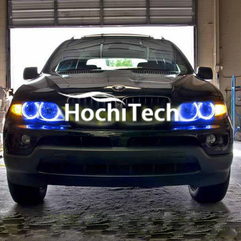 Суперъяркие Светодиодные глаза ангела для BMW X5 2000 2006 Цветовая переключение фар