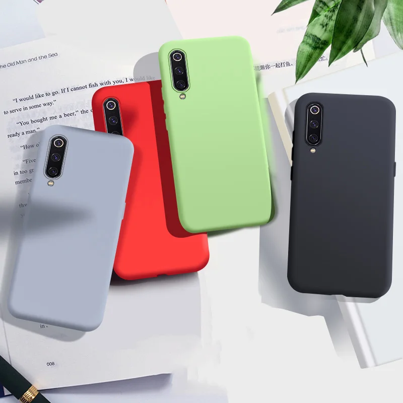 Чехол для xiaomi mi 9 se мягкая задняя крышка из жидкого силикона однотонный чехол