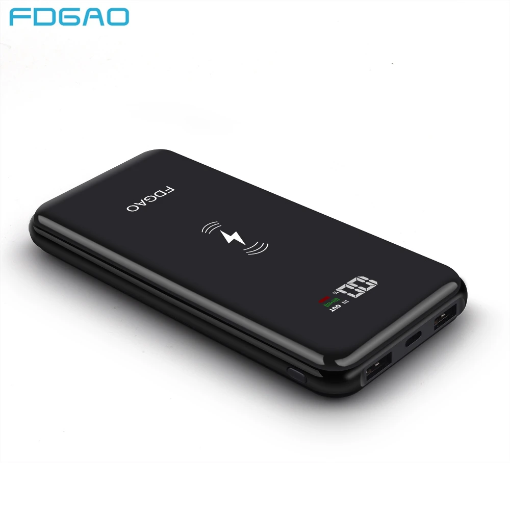 FDGAO Qi Беспроводное зарядное устройство 20000 мАч USB PowerBank Беспроводная зарядная