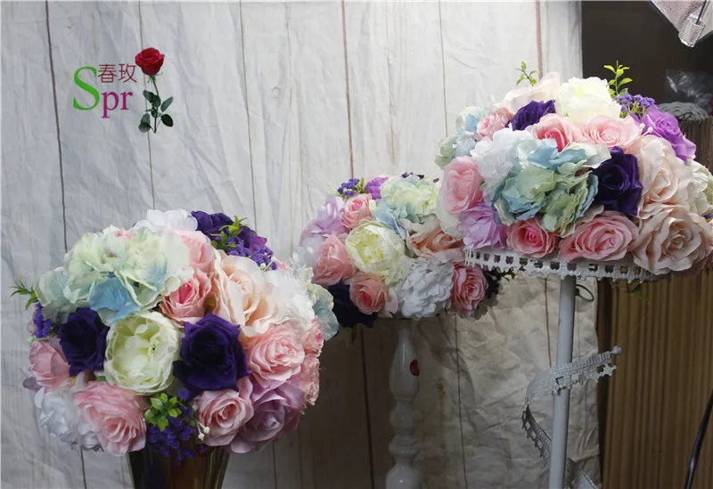

SPR Free shipping 10pcs/lot wedding road lead artificial flower mat flower ball wedding table flowers centerpiece decoration