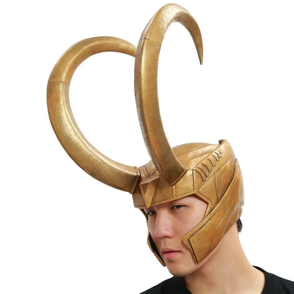 Coslive Loki шлем Марвел Тор Локи маскарадный костюм Золотой маска из ПВХ с полной