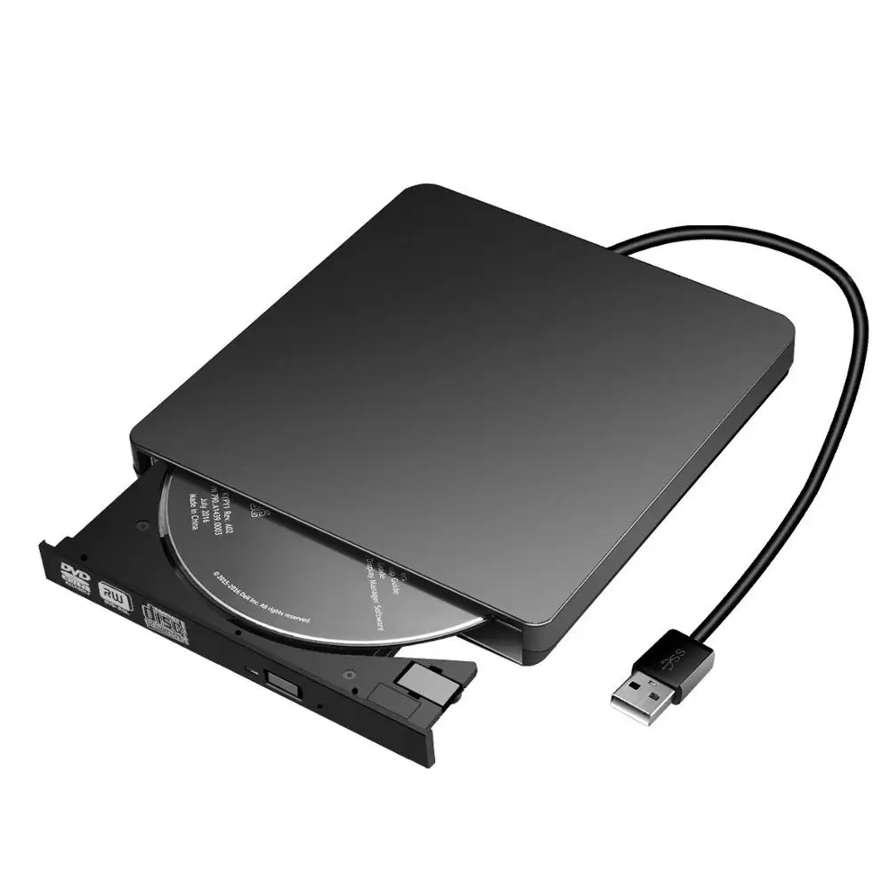 Черный YiYaYo внешний CD привод USB 2,0 DVD RW горелки Писатель Оптический привод CD rom плеер для Windows 7/8/10/XP/Mac OS ноутбука - Цвет: Черный