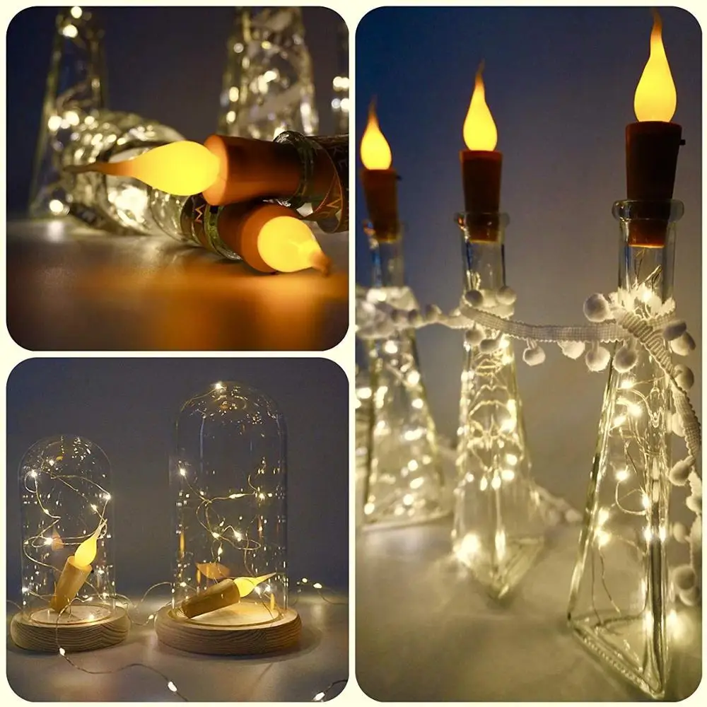 

10/20 LED Wine Bottle Lights Flameless Candle light DIY Christmas Wine Cork String Lights For Party Halloween Wedding Decoration