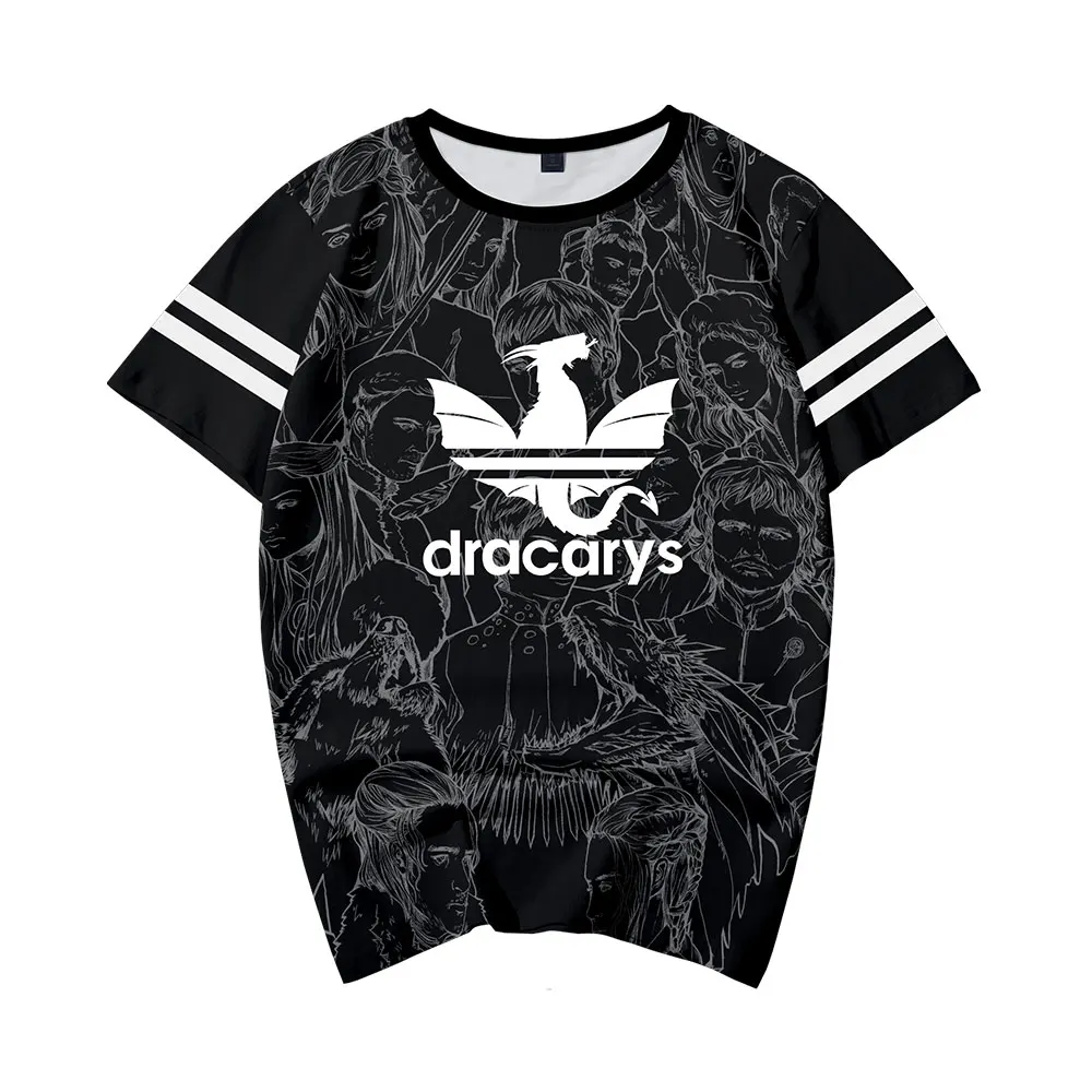 Kpop 3D Dracarys Игра престолов Футболка Harajuku Летняя мужская футболка уличная Мужская